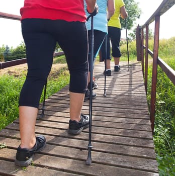 3 women in the Nordic walking group