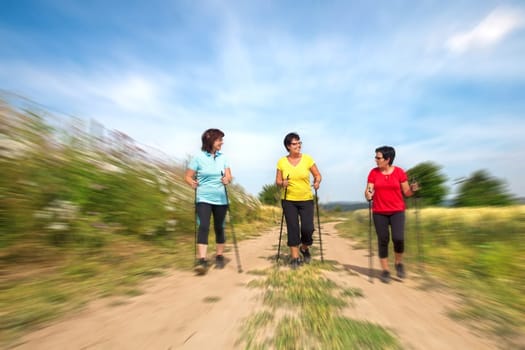 3 women in the Nordic walking group