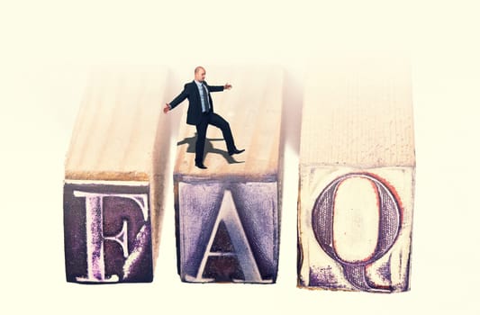 man on Frequently asked questions rubber stamp
