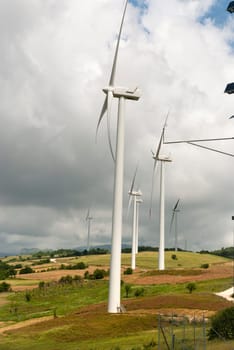 wind turbines in the countryside of Salerno in Italy
