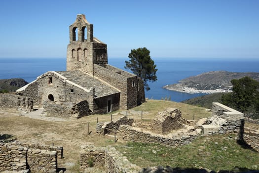 Details of the church of Santa Helena de Rodes in Spain.