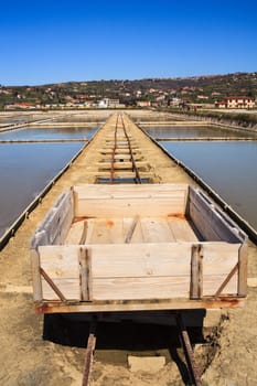 View of Salt evaporation ponds in Secovlje, Slovenia