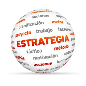 3d Strategy Word Sphere isolated on white background.
