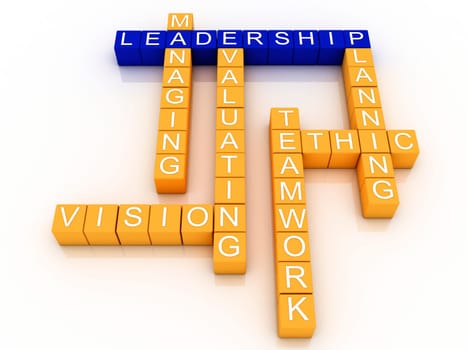 3d Leadership in word cloud