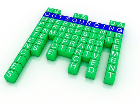3d concept illustration of business outsourcing international