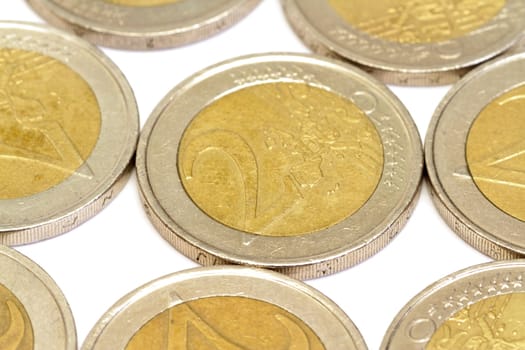 Euro coins closeup as background