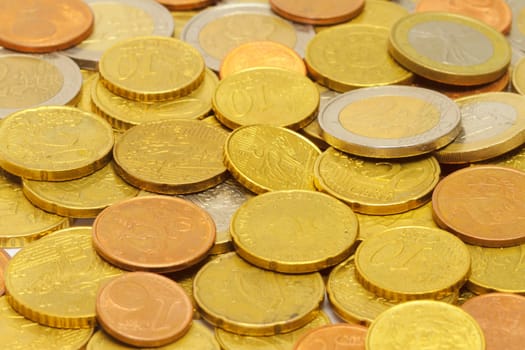Euro coins closeup as background