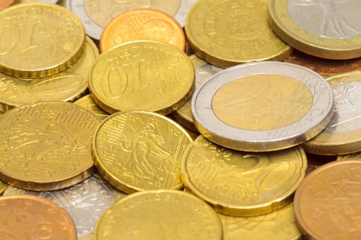 Euro coins closeup as background