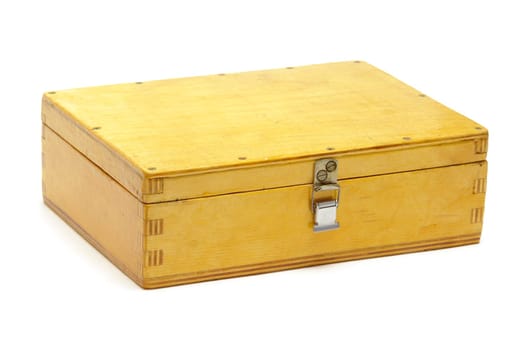 Wooden box isolated on white background