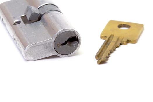Lock with key on white