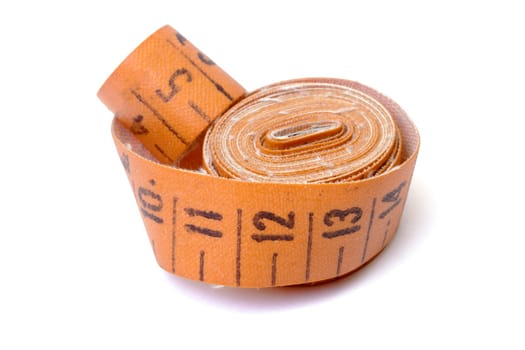 Measuring tape of the tailor isolated on white