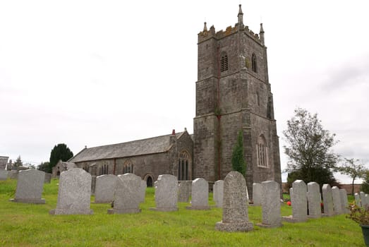 church with cemetery in Port Isaac in Cornwall