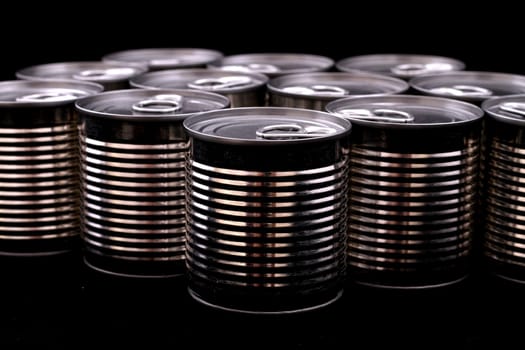 A group of black cans
