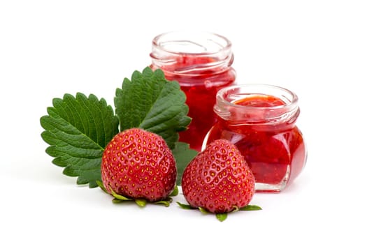 Strawberry jam with fresh strawberries