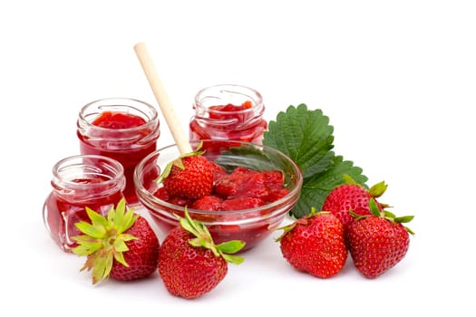 Strawberry jam with fresh strawberries