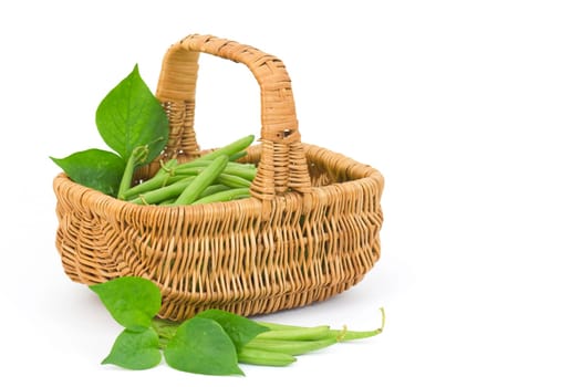 fresh green beans in a basket
