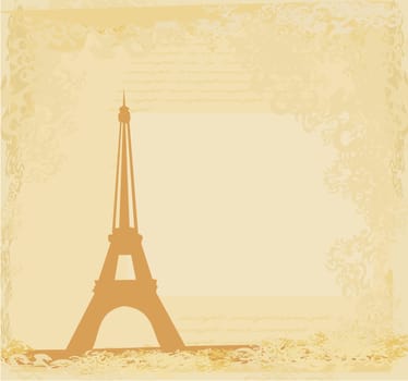 vintage retro Eiffel card on abstract background