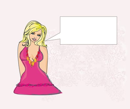 Pop art vector illustration of a woman