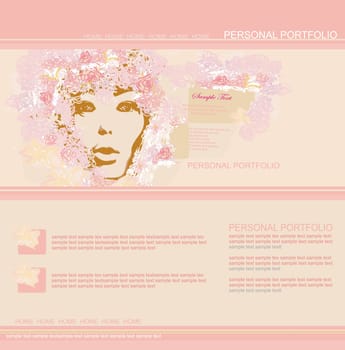 Fashion shopping Website template with woman silhouette