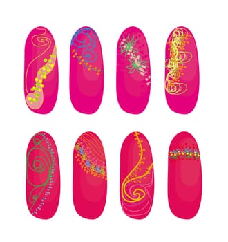 vector nail designs set