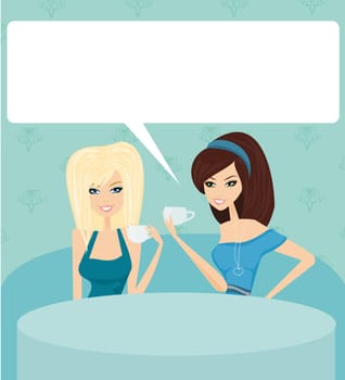 cute two pretty girls in coffee break