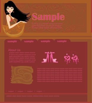 Fashion shopping Website template with fashion woman with bag