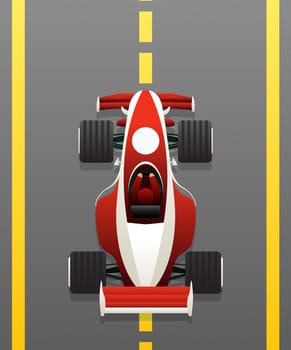 Red racing car on the track