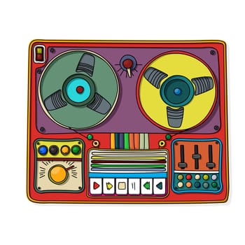 Magnetophone icon, cartoon style drawing