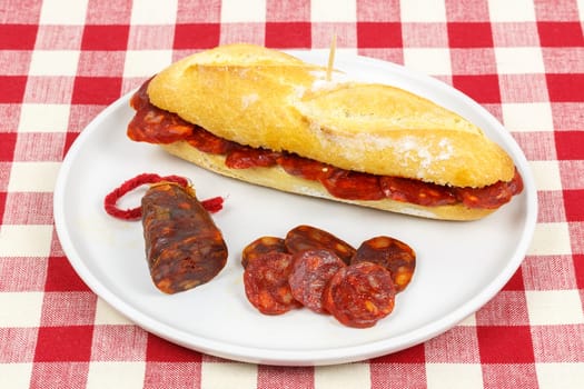 Cover vasco. sausage typical Spanish tapas size.