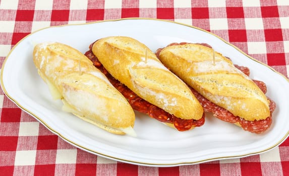Cover vasco. sausage typical Spanish tapas size.