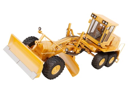 Modern three-axle road grader isolated on a white background