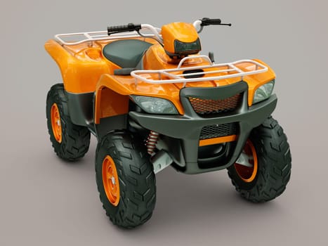 Sports quad bike on a grey background