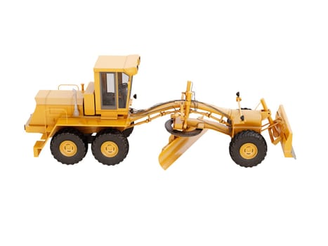 Modern three-axle road grader isolated on a white background