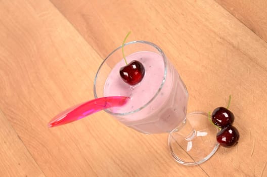Cherry pudding on a white background
