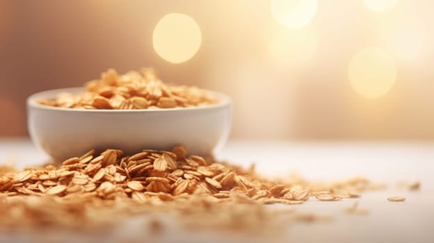 Cereal in bowl on white background