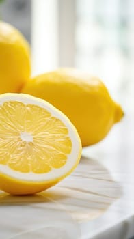 A lemon on a counter