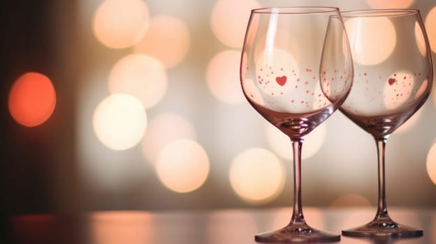 Two wine glasses with hearts on them