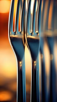 A close up of forks on a table