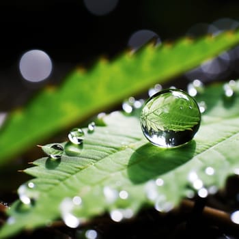 Photograph water droplets on a leaf