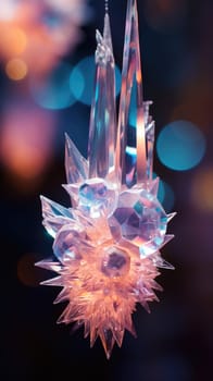 A crystal ornament with a blue background