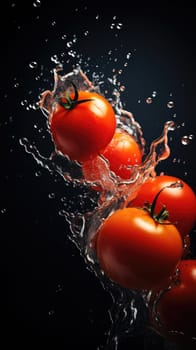 Tomatoes are splashing into the water