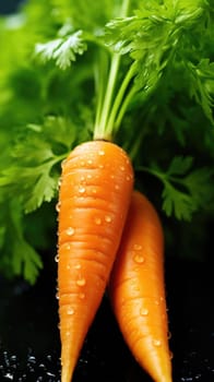 Two carrots are sitting on top of a green leaf