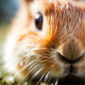 A close up of a rabbit's face