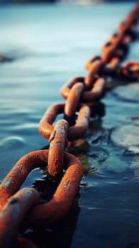 A close up of a chain in the water