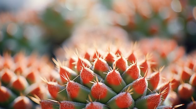 Close up of a cactus plant with red spikes