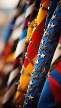 A row of flags with stars and stripes
