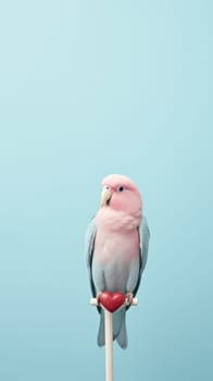 A pink and blue parrot sitting on a stick