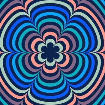 Psychedelic retro groove background in muted warm tones. Pattern in the style of the seventies and sixties. Hippie style design