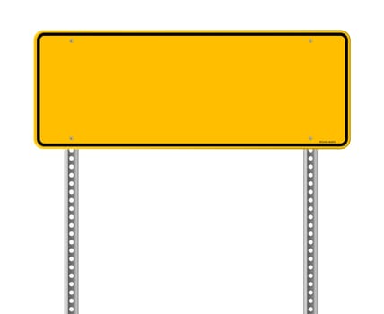 Wide Yellow Sign isolated on white background