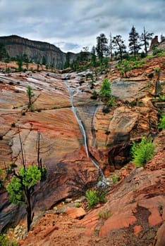 Thunderstorms in Zion National Park near Canyon Overlook,Utah,USA